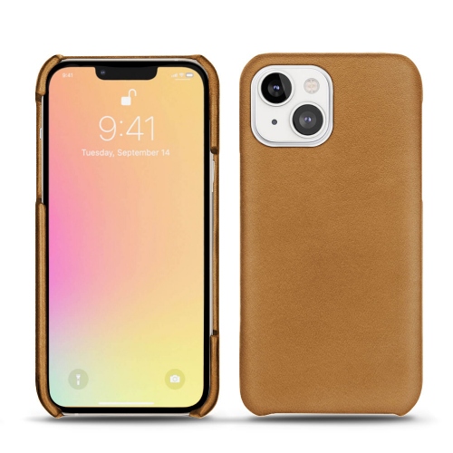 iPhone 13 mini를 위한 고급스러운 가죽 케이스Castan esparciate ( Pantone #824F2A )