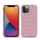 Coque cuir Apple iPhone 13 Pro - Rose - Couture ( Nappa - Pantone 2365C ) 