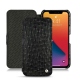 Housse cuir Apple iPhone 13 Pro - Autruche nero