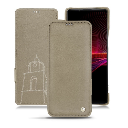 ソニーXperia 1 III用のスタイリッシュでエレガントなカバーDarboun sabla ( Pantone #BCB1A1 )