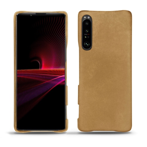 Leather rear shells for Sony Xperia 1 IIISable vintage ( Pantone #9b7340 ) 