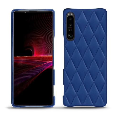 Des coques arrière en cuir pour Sony Xperia 1 IIIBleu océan - Couture ( Nappa - Pantone #15458a) 