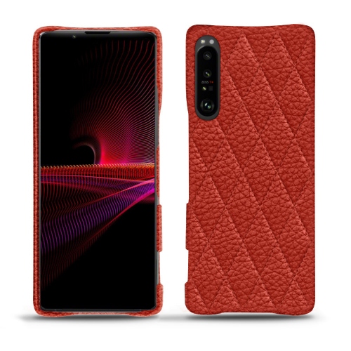 Des coques arrière en cuir pour Sony Xperia 1 IIIPapaye - Couture ( Pantone #b54317 ) 