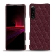硬质真皮保护套 Sony Xperia 1 III - Lie de vin - Couture ( Pantone 5115C ) 
