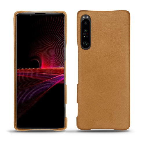 索尼Xperia 1 III的真皮后壳Castan esparciate ( Pantone #824F2A )