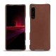 硬质真皮保护套 Sony Xperia 1 III - Marron délicat