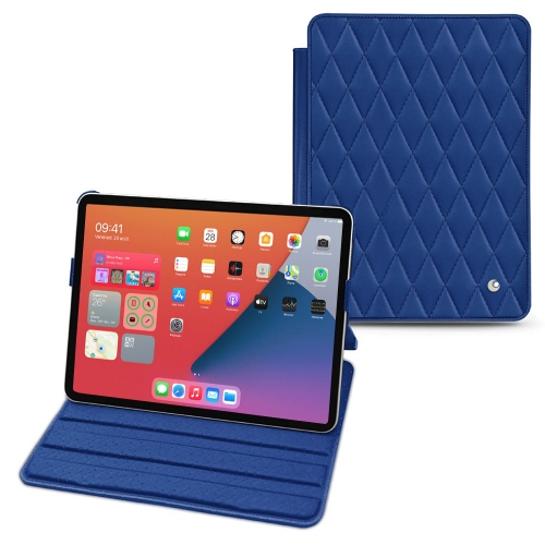 Stylish leather cases for Apple iPad mini 6Bleu océan - Couture ( Nappa - Pantone #15458a) 