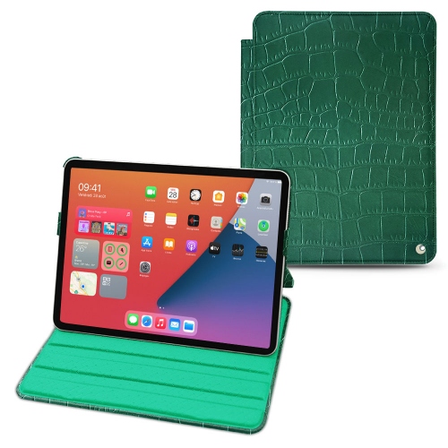 Stylish leather cases for Apple iPad mini 6Crocodile pino ( Pantone #173F35 ) 