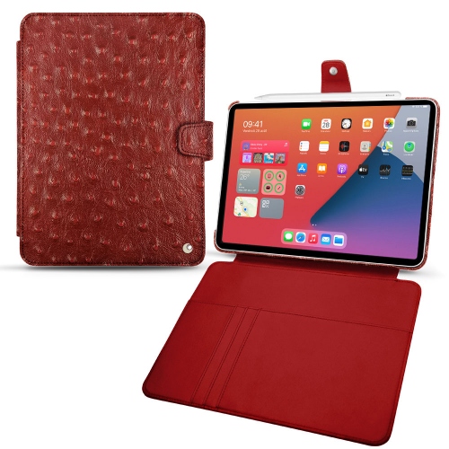 Capas de couro para Apple iPad mini 6Autruche ciliegia ( Pantone #a4343a ) 