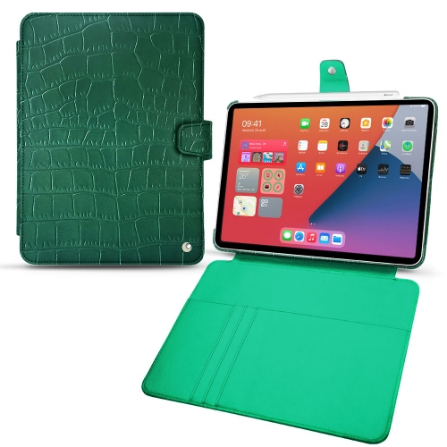 Leather covers for Apple iPad mini 6Crocodile pino ( Pantone #173F35 ) 