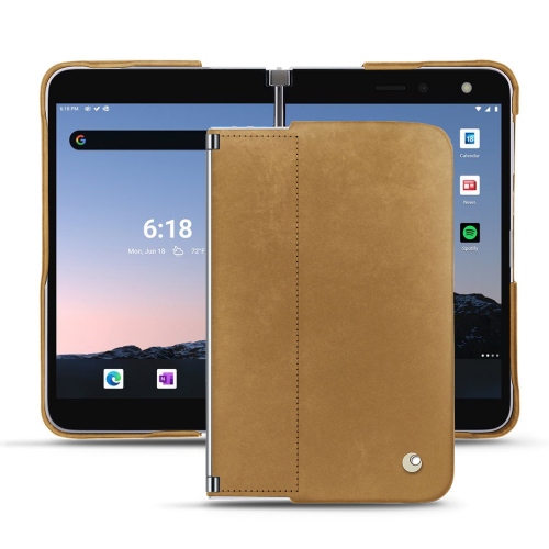 Coque luxueuse Noreve pour Microsoft Surface Duo 2Sable vintage ( Pantone #9b7340 ) 