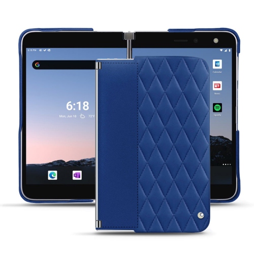  Microsoft Surface Duo 2용 Noreve 고급 케이스Bleu océan - Couture ( Nappa - Pantone #15458a) 