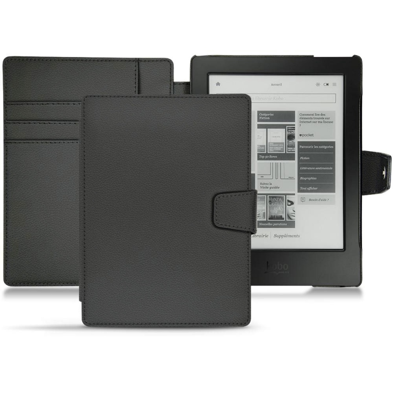 Housse cuir Kobo Aura H2O - Noir PU
