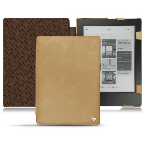 Capa em pele Kobo Aura H2OSable vintage ( Pantone #9b7340 ) 