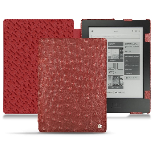 Custodia in pelle Kobo Aura H2OAutruche ciliegia ( Pantone #a4343a ) 