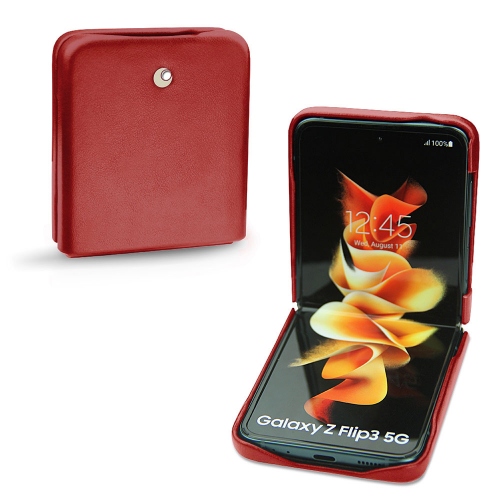 Coque luxueuse pour Samsung Galaxy Z Flip3Rouge ( Nappa - Pantone #d50032 ) 