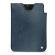 Apple iPad mini 6 leather pouch - Jean vintage ( Roughtcut - Pantone 285U  ) 