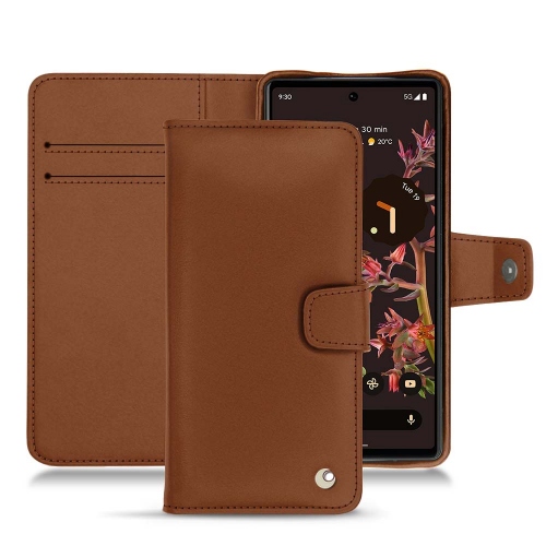 Chic leather case with horizontal flap for Google Pixel 6Marron ( Nappa - Pantone #8B4720 ) 