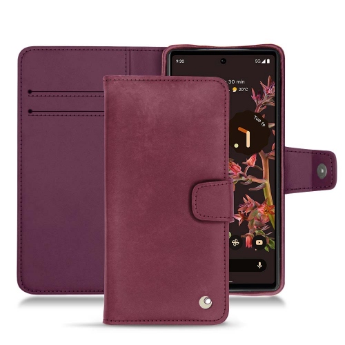 Schicke Ledertasche mit horizontaler Klappe für Google Pixel 6Prune vintage ( Pantone #612434 ) 