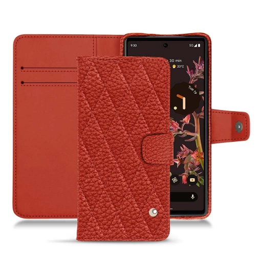 Funda de cuero chic con solapa horizontal para el Google Pixel 6Papaye - Couture ( Pantone #b54317 ) 