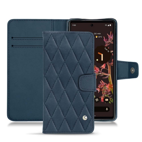 Housse en cuir chic à rabat horizontal pour Google Pixel 6Jean vintage - Couture ( Pantone #2f414f  ) 