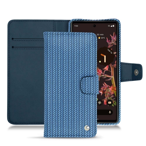 Estojo em pele chique com aba horizontal para Google Pixel 6Abaca ishia ( Pantone #395775 ) 