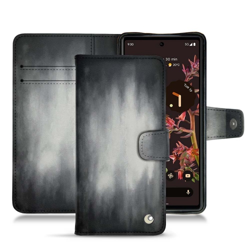 Google Pixel 6 용 세련된 가로 플립 가죽 케이스Gris Patine