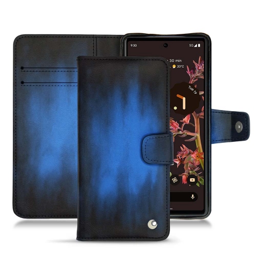 Custodia in pelle chic con patta orizzontale per Google Pixel 6Bleu Patine