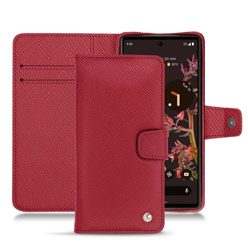 Schicke Ledertasche mit horizontaler Klappe für Google Pixel 6Rouge passion ( Pantone #a6192e ) 