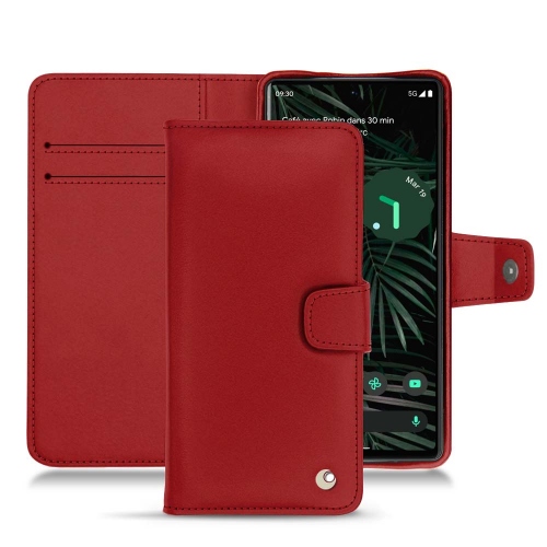 Leather wallet case for Google Pixel 6 ProRouge ( Nappa - Pantone #d50032 ) 