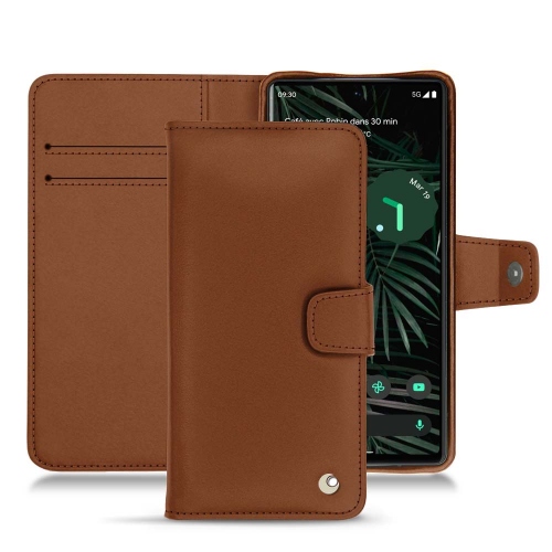 Custodia a portafoglio in pelle per Google Pixel 6 ProMarron ( Nappa - Pantone #8B4720 ) 