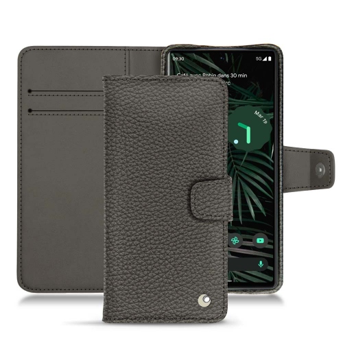 Google Pixel 6 Pro 용 가죽 지갑 케이스Anthracite ( Pantone #41403c ) 
