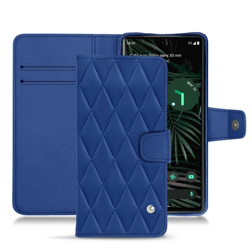 Custodia a portafoglio in pelle per Google Pixel 6 ProBleu océan - Couture ( Nappa - Pantone #15458a) 