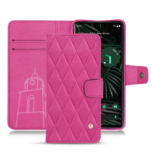 Leder Brieftasche Fall für Google Pixel 6 ProRose BB - Couture ( Pantone #DB599F )