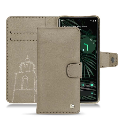 Custodia a portafoglio in pelle per Google Pixel 6 ProDarboun sabla ( Pantone #BCB1A1 )