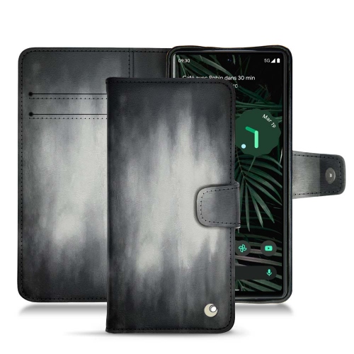 Google Pixel 6 Pro用レザーウォレットケースGris Patine