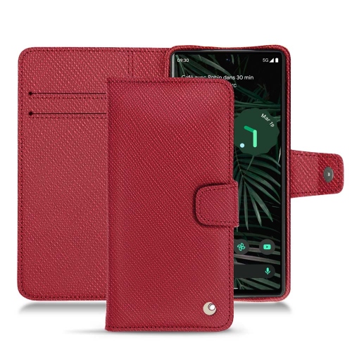 Leder Brieftasche Fall für Google Pixel 6 ProRouge passion ( Pantone #a6192e ) 