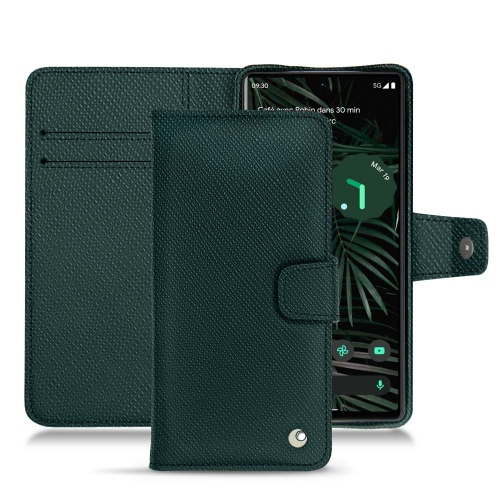 Leder Brieftasche Fall für Google Pixel 6 ProVert séduisant ( Pantone #1d3c34 ) 