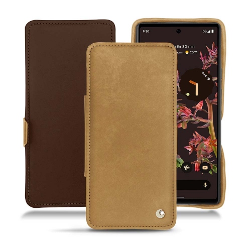 Custodia e cover in pelle con patta orizzontale per Google Pixel 6Sable vintage ( Pantone #9b7340 ) 