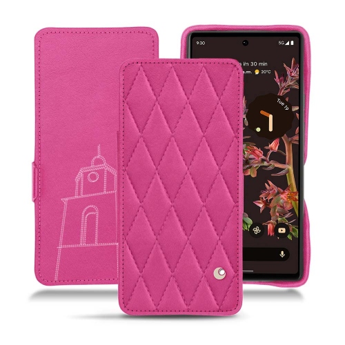 Custodia e cover in pelle con patta orizzontale per Google Pixel 6Rose BB - Couture ( Pantone #DB599F )