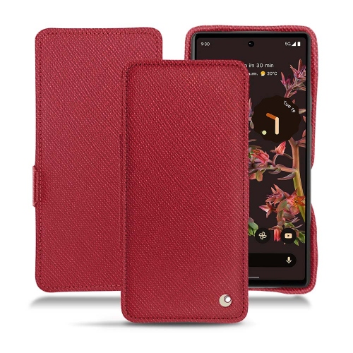 适用于谷歌Pixel 6的横向翻盖皮套和盖子Rouge passion ( Pantone #a6192e ) 