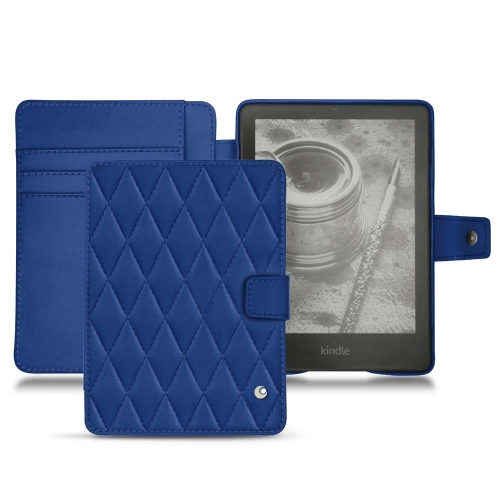 Leather case for Amazon Kindle PaperwhiteBleu océan - Couture ( Nappa - Pantone #15458a) 