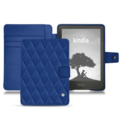 Stylish cover and shell for Amazon Kindle Signature EditionBleu océan - Couture ( Nappa - Pantone #15458a) 