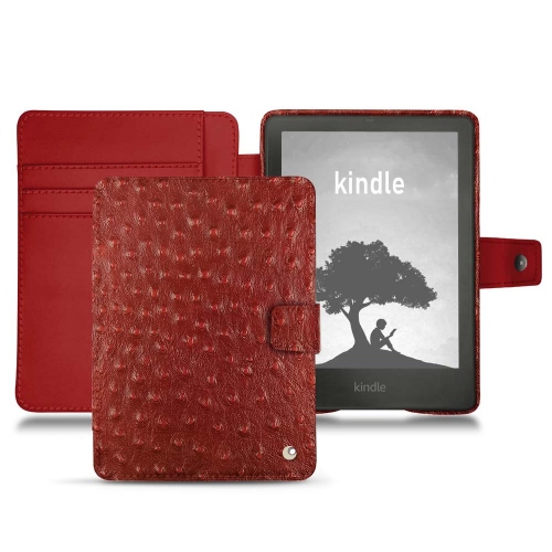 Elegante capa e concha para Amazon Kindle Signature EditionAutruche ciliegia ( Pantone #a4343a ) 