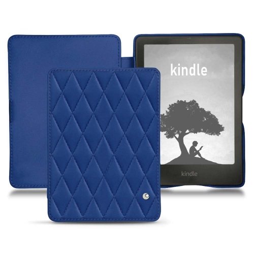 Housse et coque sur-mesure pour Amazon Kindle Signature EditionBleu océan - Couture ( Nappa - Pantone #15458a) 
