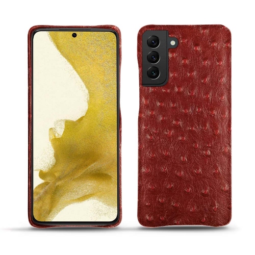 Elegante custodia in pelle per Samsung Galaxy S22Autruche ciliegia ( Pantone #a4343a ) 