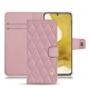 Housse cuir Samsung Galaxy S22 - Rose - Couture ( Nappa - Pantone 2365C ) 