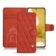 Samsung Galaxy S22 leather case - Arange clouquié - Couture