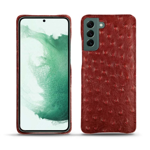 Funda de cuero de alta calidad para Samsung Galaxy S22+Autruche ciliegia ( Pantone #a4343a ) 