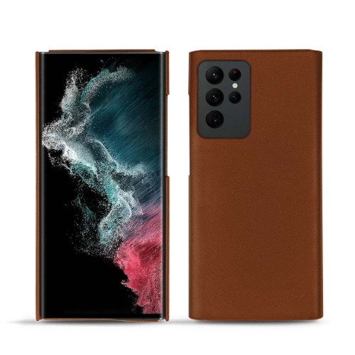 Premium-Lederhülle für Samsung Galaxy S22 UltraMarron ( Nappa - Pantone #8B4720 ) 